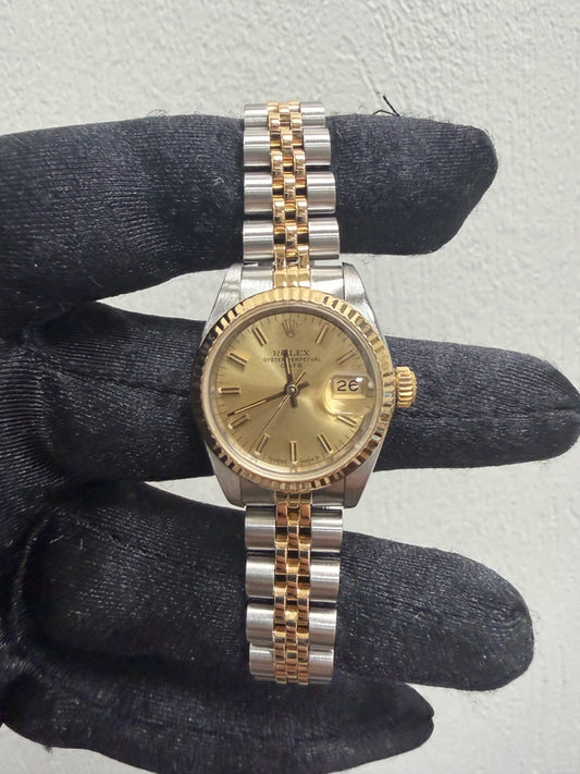 Rolex Datejust Lady Champagne Stick Dial on Jubilee Ref 69173 with Papers 1985
