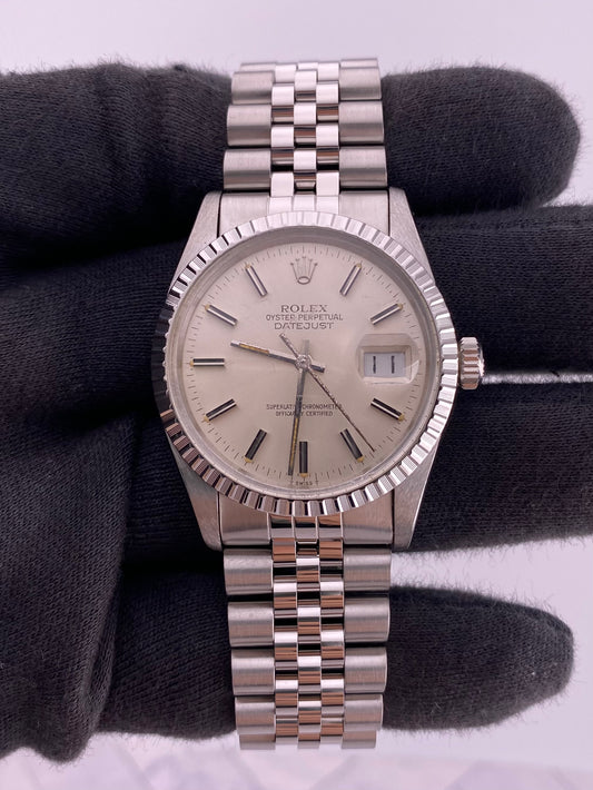 Rolex Datejust Silver Stick Dial on Jubilee Ref. 16030 — view 2