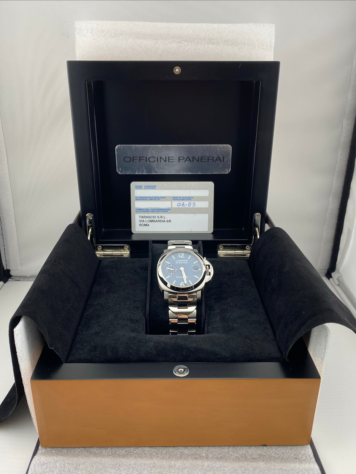 Panerai Luminor Marina Blue Dial on Bracelet Ref. PAM00120 Complete 2005 — view 8