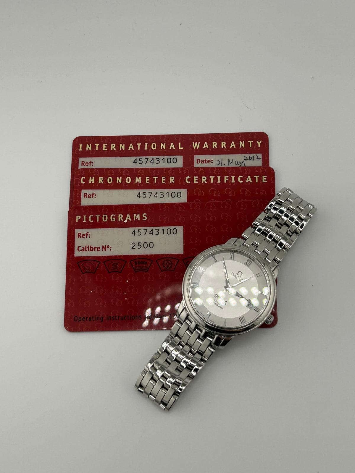 Omega De Ville Prestige Silver Dial on Stainless Steel Bracelet Ref. 4574.31 Card 2012 — view 8