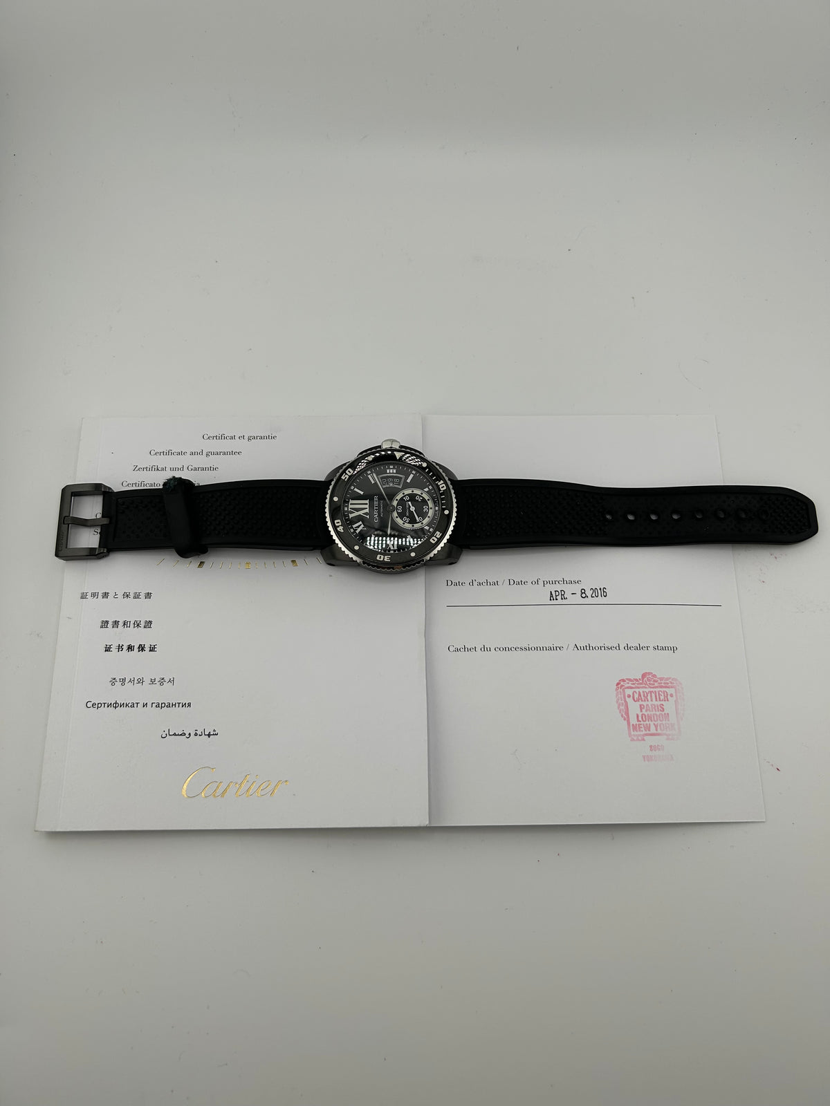 Cartier Calibre de Cartier Diver Black Roman Numerals Dial on Black Rubber Band Ref. WSCA0006 Papers 2016 — view 7