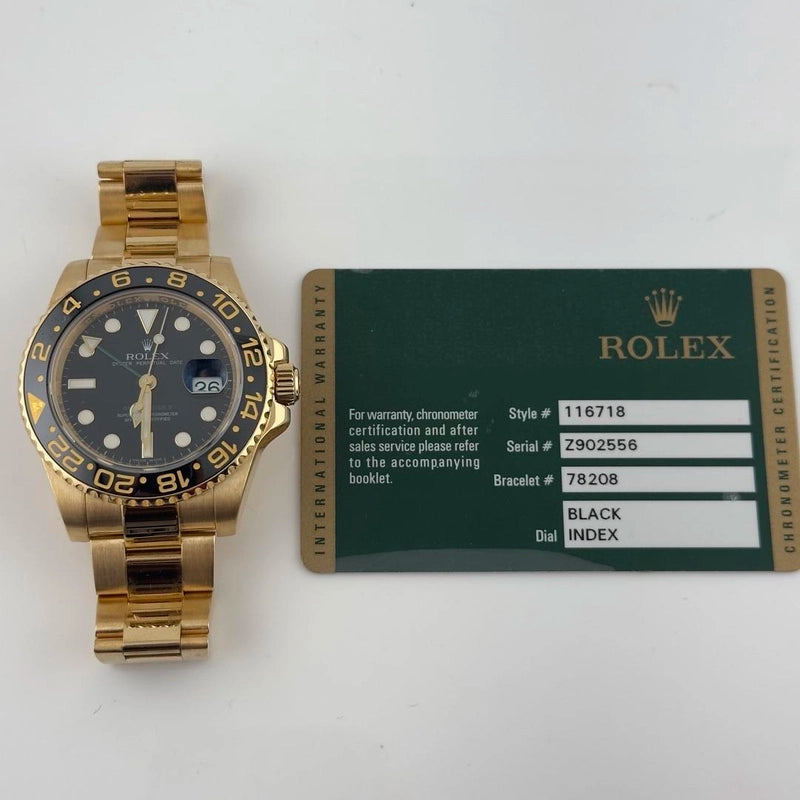 Rolex GMT-Master II Black Dial on Oyster Ref 116718LN with Card Old Green 2008