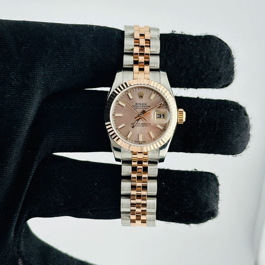 Rolex Datejust Lady Pink Stick Dial on D Link Jubilee Ref 179171 with Card Old Green 2015