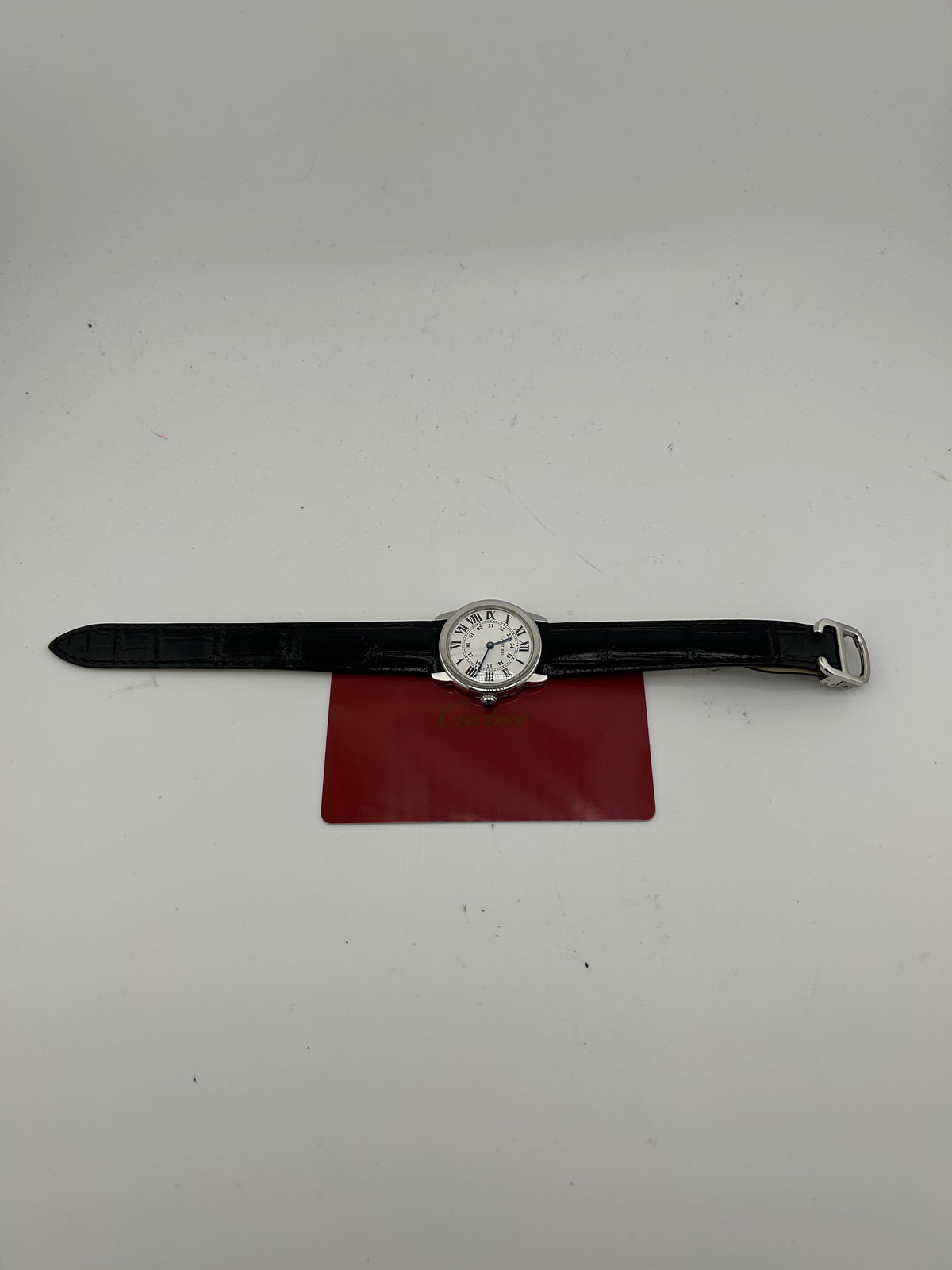 Cartier Ronde Solo de Cartier White Roman Numerals Dial on Black Leather Strap Ref. W6700155 Card 2015 — view 7