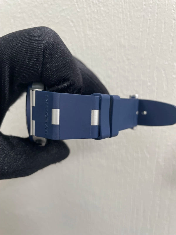 Bvlgari Aluminum Blue Dial on Rubber Ref BB40ATCH