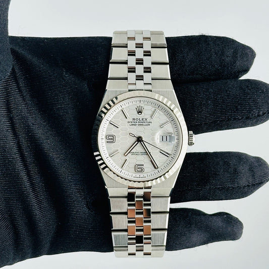 Rolex Land-Dweller White Honeycomb Dial on Flat Jubilee Ref 127334 with New Style Card Green 2026