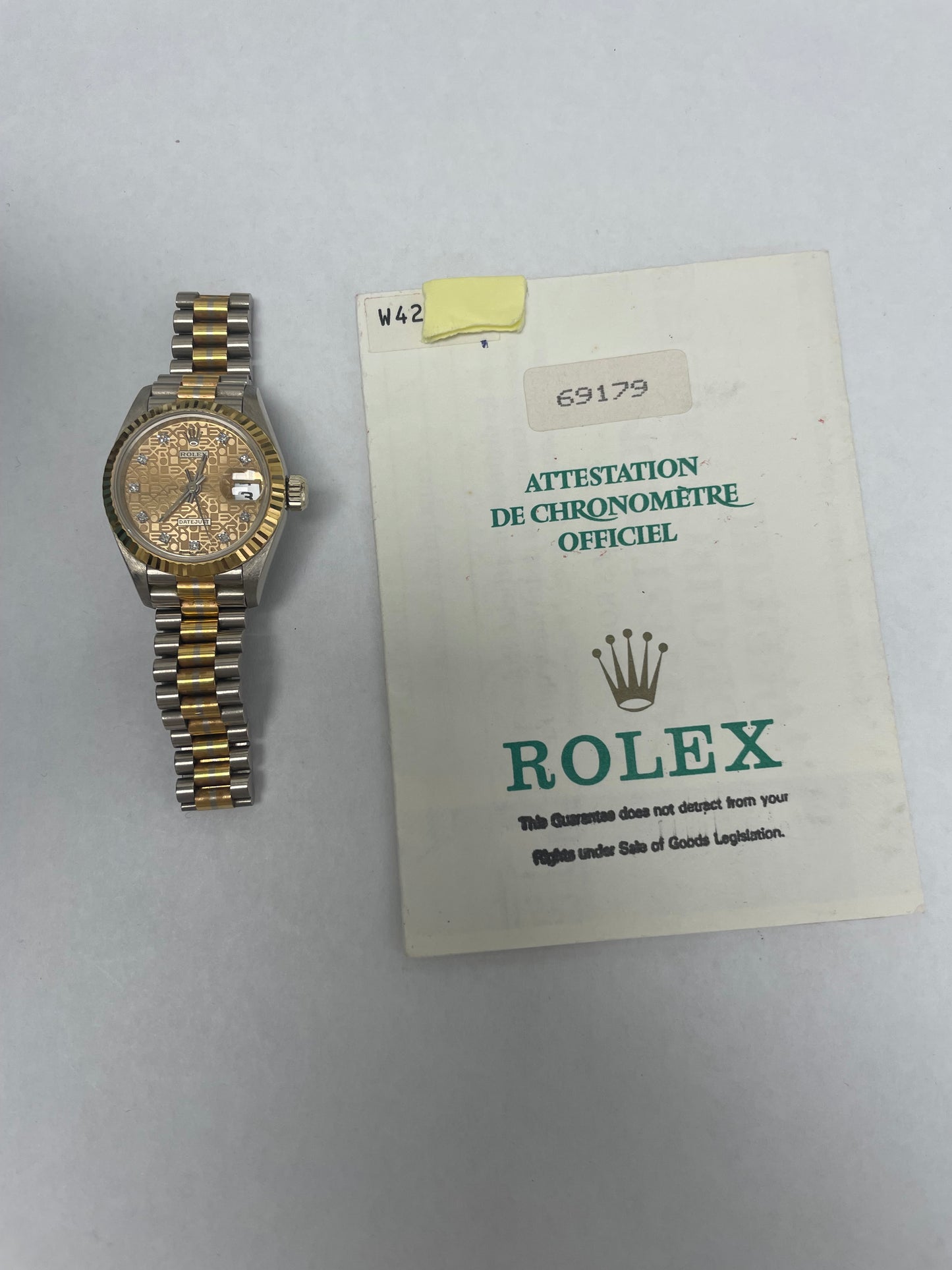 Rolex Datejust Gold Diamond Dial on President Ref. 69179 Papers 1994 — view 4