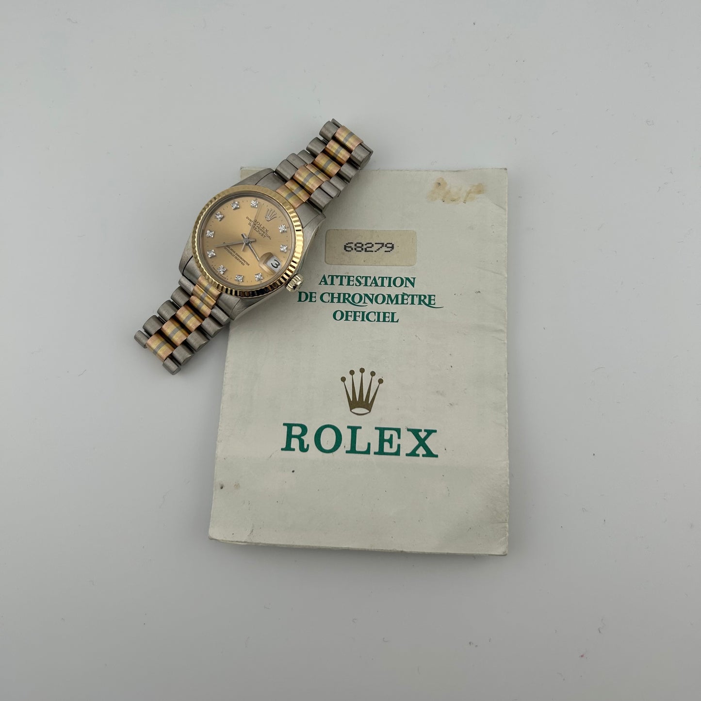 Rolex Datejust President Champagne Diamond Dial on Jubilee Ref. 68279 Papers 1993 — view 6
