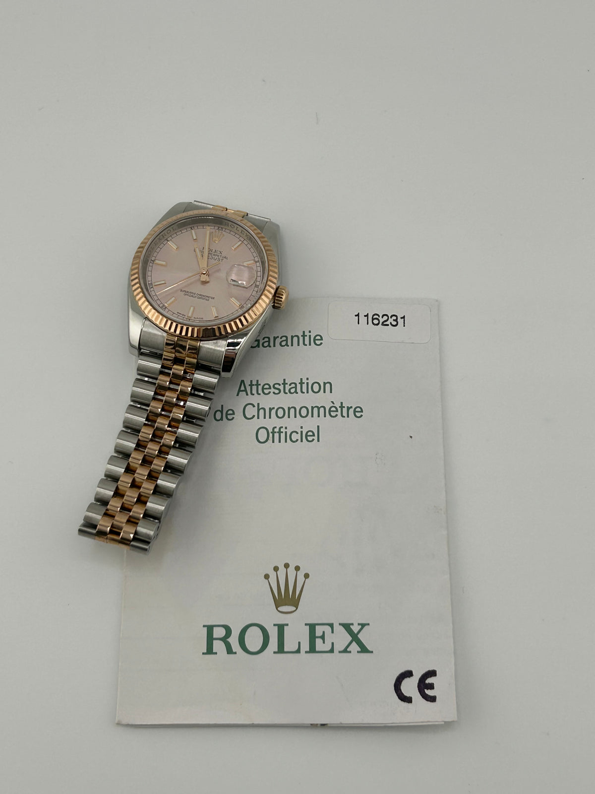 Rolex Datejust 36 Pink Champagne Stick Dial on Jubilee D Link Bracelet Ref. 116231 Papers 2005 — view 8