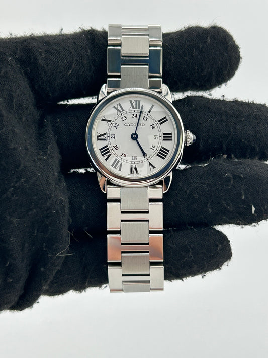 Cartier Ronde Solo SM Silver Roman Numerals Dial on Stainless Steel Bracelet Ref. W6701004 Papers 2015 — view 2