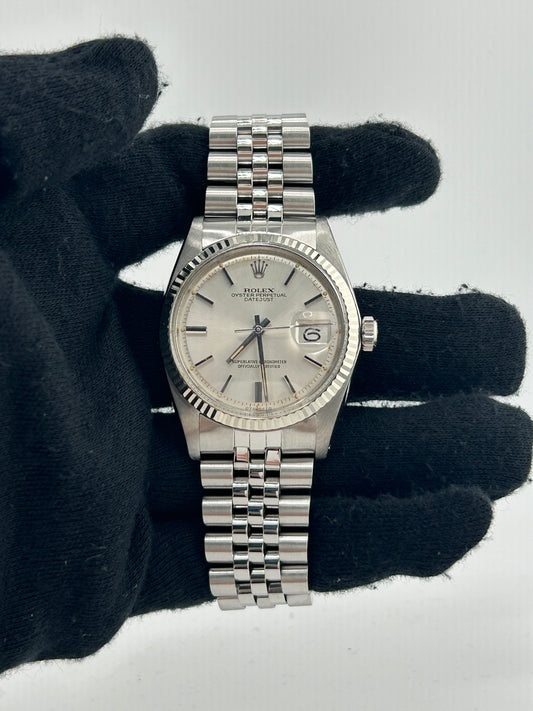 Rolex Datejust 36 Silver Stick Dial on Jubilee D Link Bracelet Ref. 1601 1976 — view 2