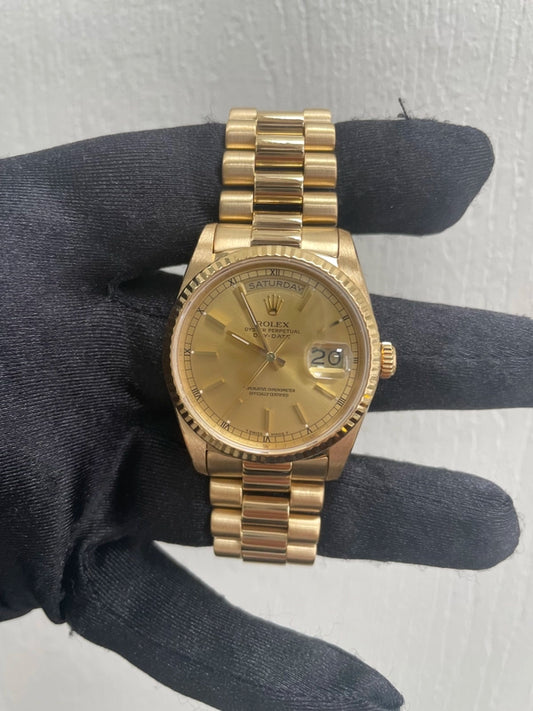 Rolex Day Date Gold Dial on President Ref 18238 with Papers 1989