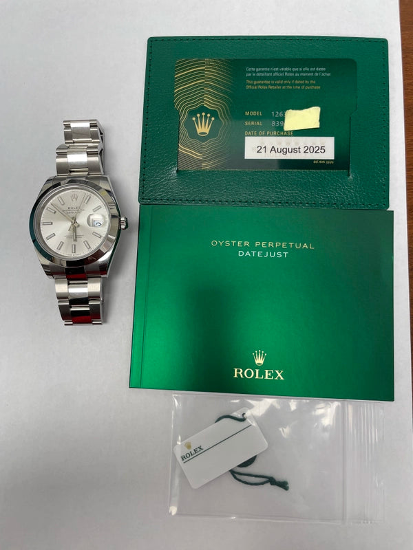 Rolex Datejust Silver Dial on Oyster Ref 126300 with New Style Card Green 2025