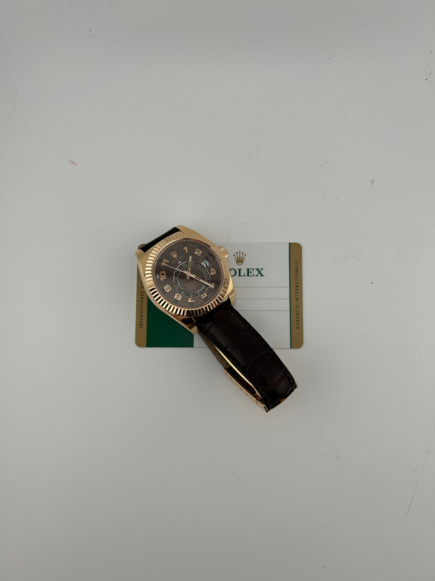 Rolex Sky-Dweller Chocolate Arabic Numerals Dial on Brown Alligator Leather Strap Ref. 326135 Card 2017 — view 7