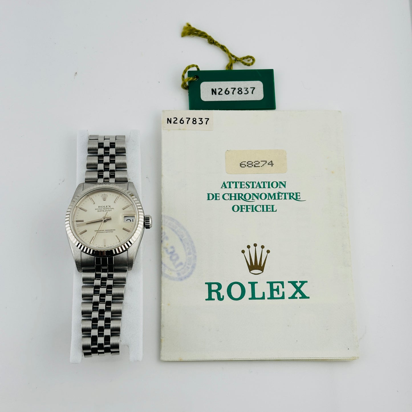 Rolex Datejust Silver Stick Dial on D Link Jubilee Ref. 68274 Papers 1992 — view 6