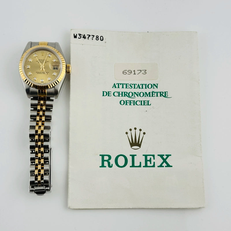 Rolex Datejust Lady Champagne Diamond Dial on Jubilee Ref 69173 with Papers 1995