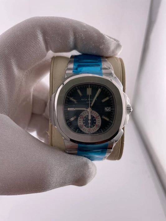 Patek Philippe Nautilus Blue Dial on Bracelet Ref 5980/1A-001 with Papers 2008