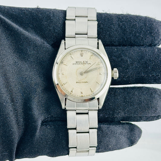 Rolex Oyster Perpetual Precision Albino White Dial Dial on Oyster Rivet Bracelet Ref. 6022 1963 — view 2