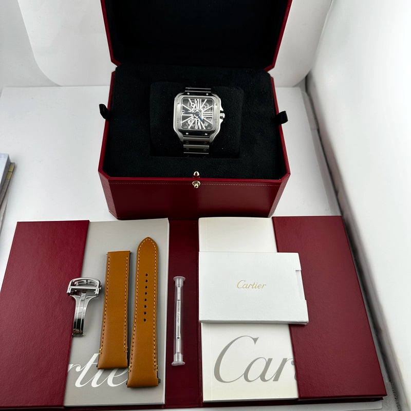 Cartier Santos Skeleton Skeleton Dial Ref 4109 with Papers