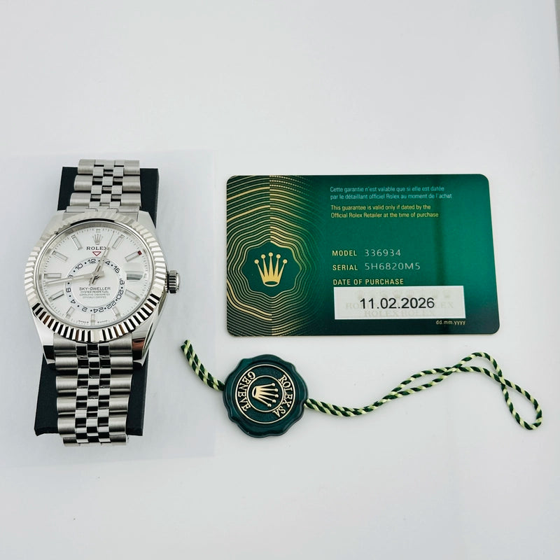 Rolex SkyDweller White Index Dial on Jubilee Ref 336934 with Card 2026