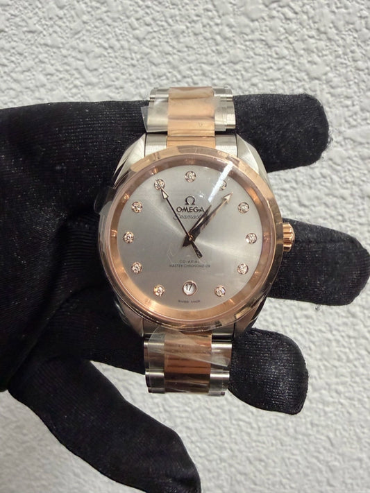 Omega Seamaster Silver Diamond Dial Ref 220.20.38.20.56.002 with Card