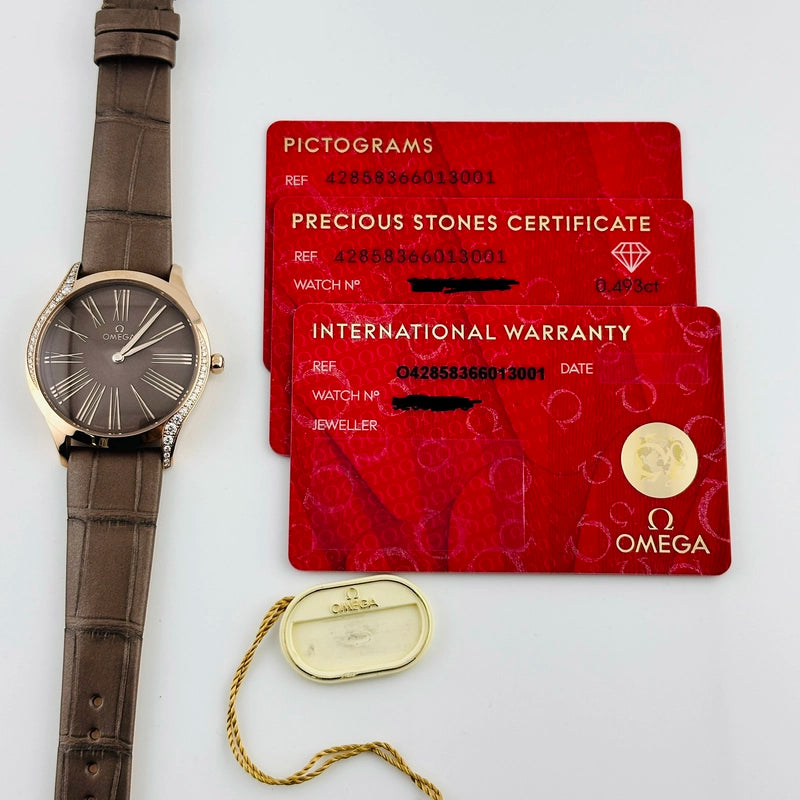 Omega De Ville Brown Dial on Leather Strap Ref 428.58.36.60.13.001 with Card