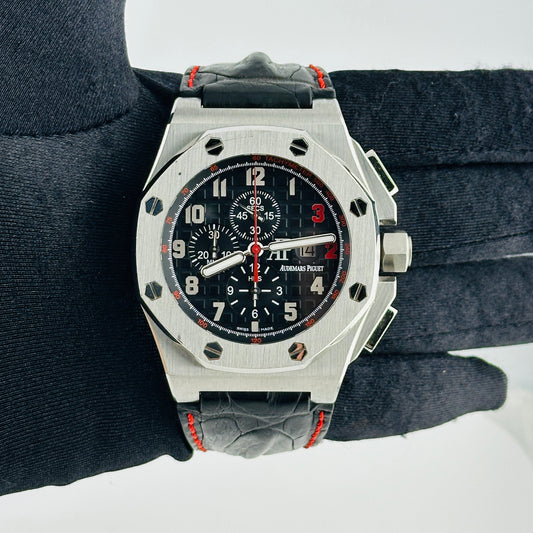 Audemars Piguet Royal Oak Offshore Shaquille O'Neal Special Limited Edition Black Dial With Mega Tapisserie Waffle Pattern Dial on Leather Strap Ref. 26133ST.OO.A101CR.01 — view 2