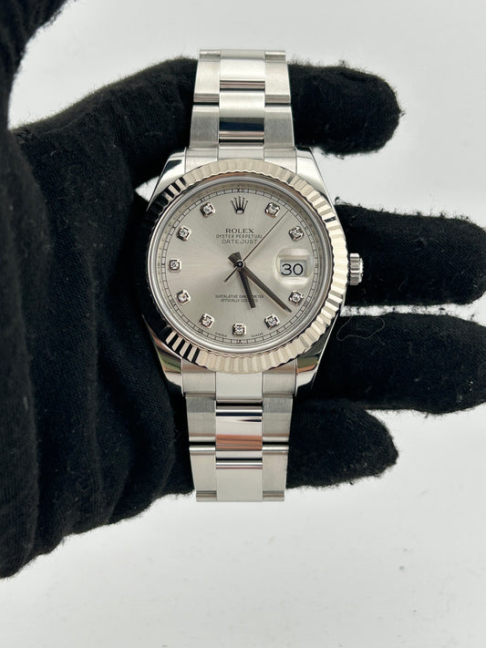 Rolex Datejust II Silver Diamond Dial on Oyster Steel Bracelet Ref. 116334 Card 2021 — view 2