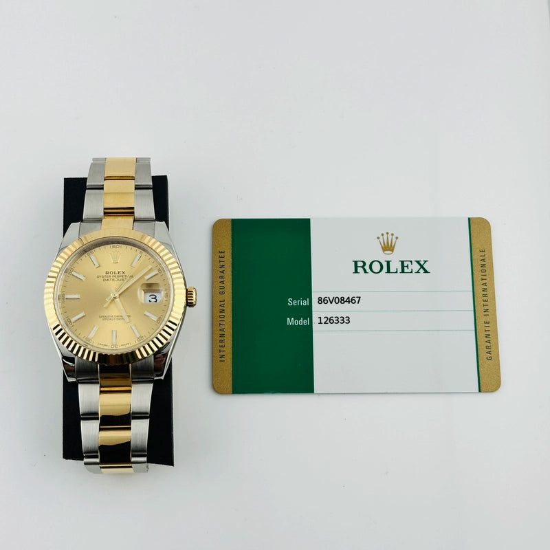 Rolex Datejust Champagne Index Dial on Oyster Ref 126333 with New Style Card White 2017