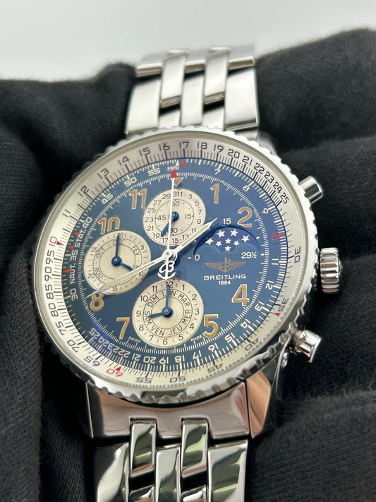 Breitling Navitimer Blue/Silver Dial on 5 Row Links Ref. A19022 Papers Open Date — view 2