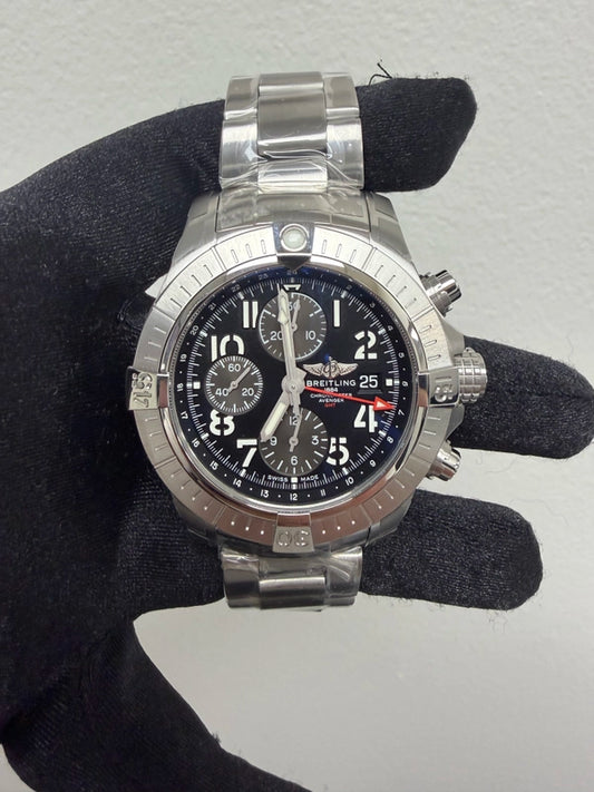 Breitling Avenger Chronograph GMT Black Dial on Bracelet Ref A24315101B1A1 with Card 2023
