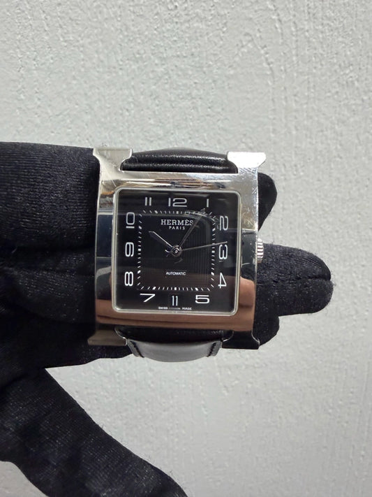 Hermes H Black Dial on Leather Ref HH2.810