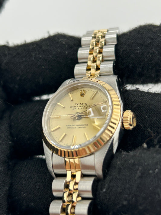 Rolex Datejust Lady Champagne Stick Dial on 2 Tone Jubilee D Link Bracelet Ref. 69173 1986 — view 2
