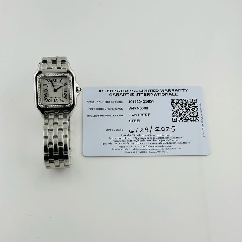 Cartier Panthere Midsize Silver Roman Dial on 5 Row Links Ref 4016/W4PN0008 with Card 2025