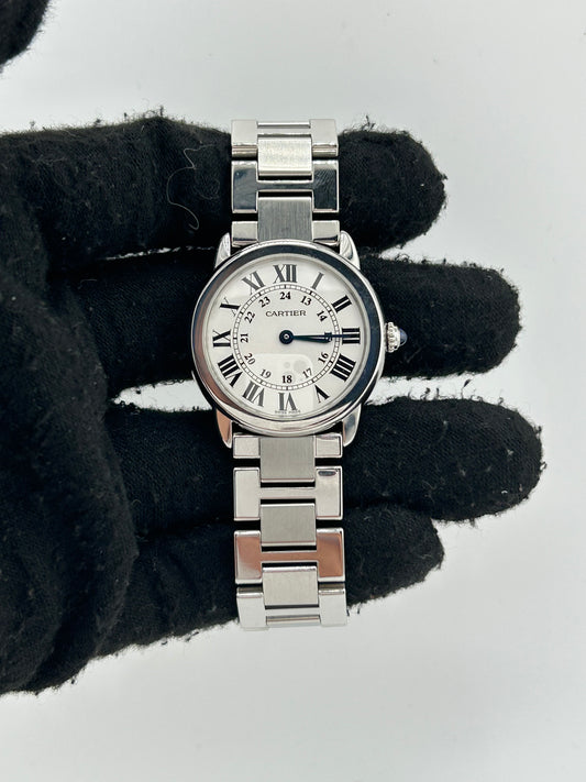 Cartier Ronde Solo White Roman Numerals Dial on Stainless Steel Bracelet Ref. W6701004 Papers 2014 — view 2