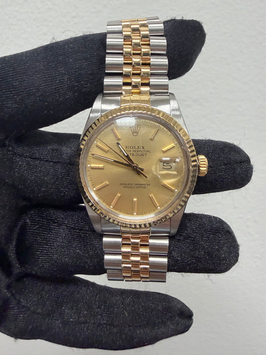 Rolex Datejust Champagne Stick Dial on D Link Jubilee Ref. 16013 1987 — view 2