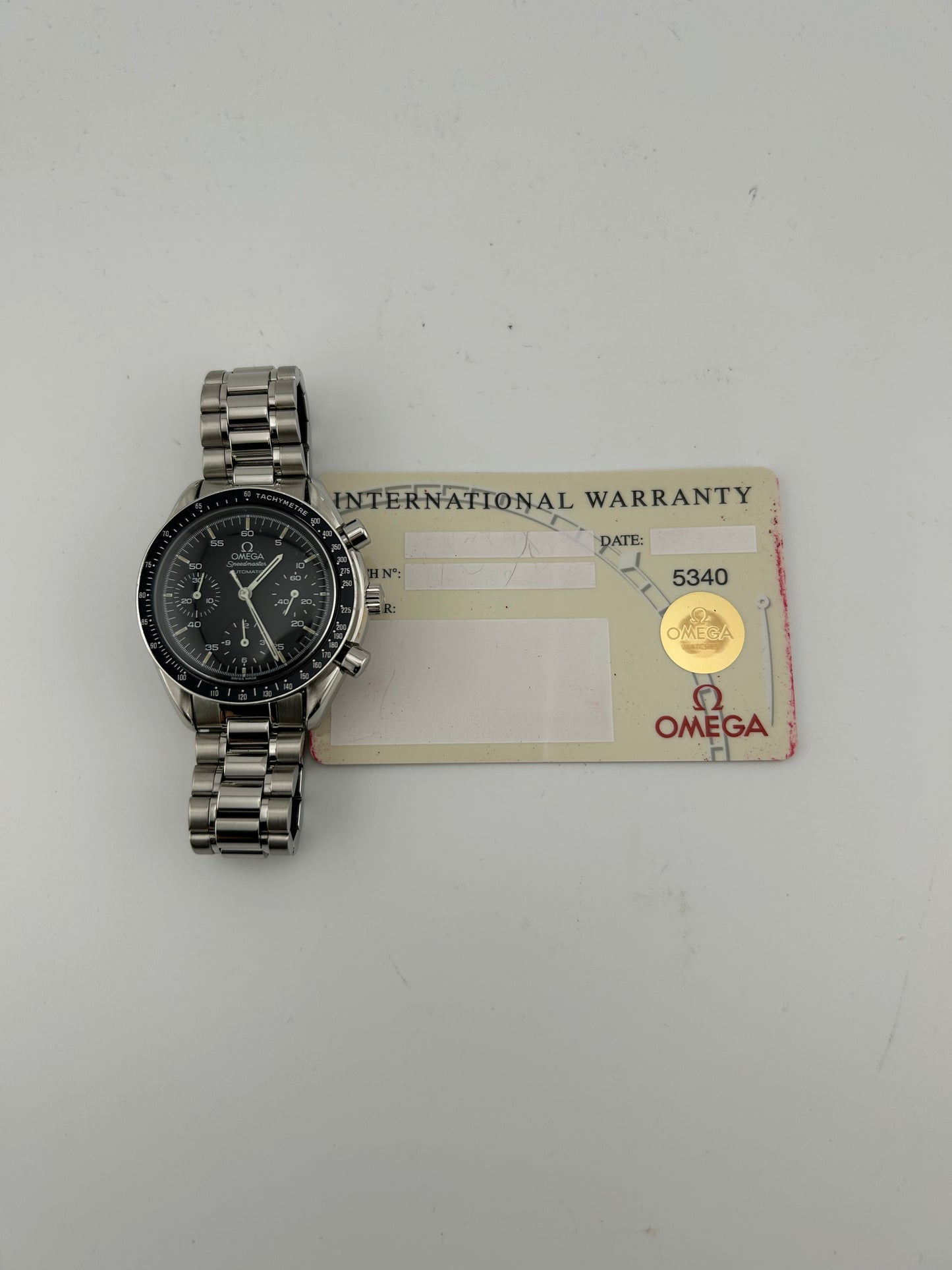 Omega Speedmaster Reduced Black Dial on Stainless Steel Bracelet Ref. 3510.5 Card — view 7
