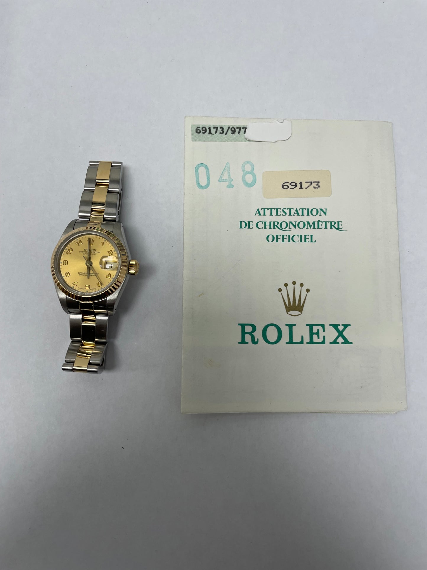 Rolex Datejust Gold Arabic Dial on Oyster Ref. 69173 Papers 1987 — view 4