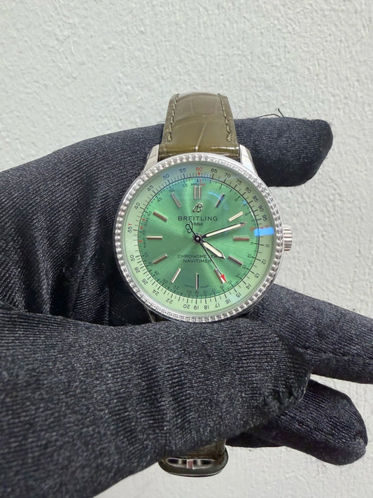 Breitling Navitimer Automatic Mint Green Dial on Leather Strap Ref A17395361L1P2 with Card