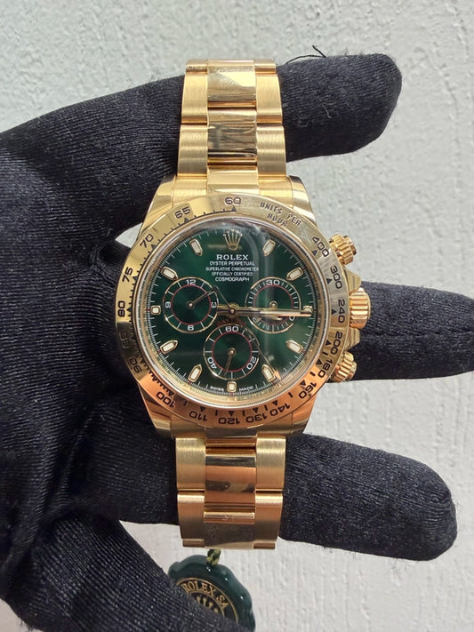 Rolex Daytona Green Stick Dial on Oyster Ref 116508 with New Style Card White 2018