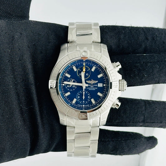 Breitling Avenger Chronograph Blue Dial on Bracelet Ref A13317101C1A1 with Card 2023