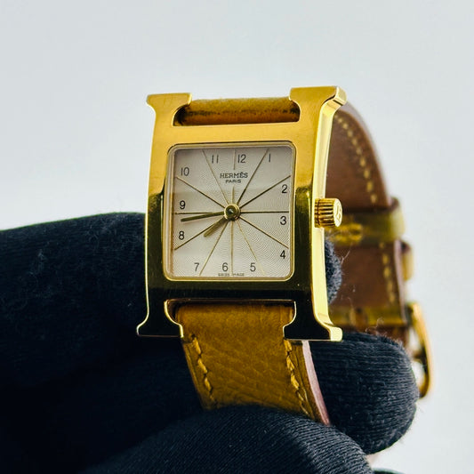 Hermes H White Dial on Leather Ref HH1.201
