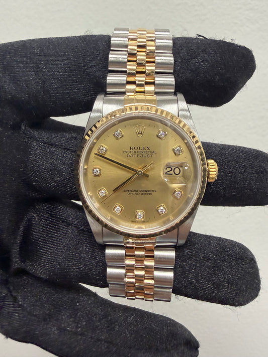 Rolex Datejust Champagne Diamond Dial on Jubilee Ref. 16233 — view 2