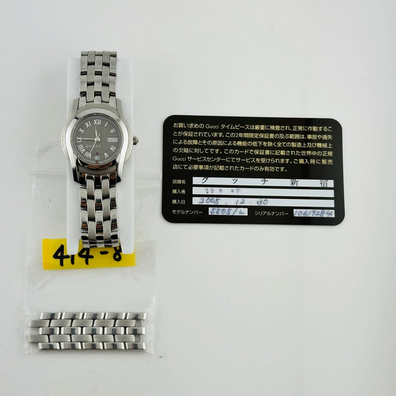 Gucci Gucci Grey Roman Dial on 5 Row Links Ref 5500L with Card 2005