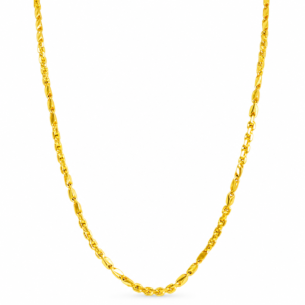 24K Gold Bar Link Chain 3mm 24in