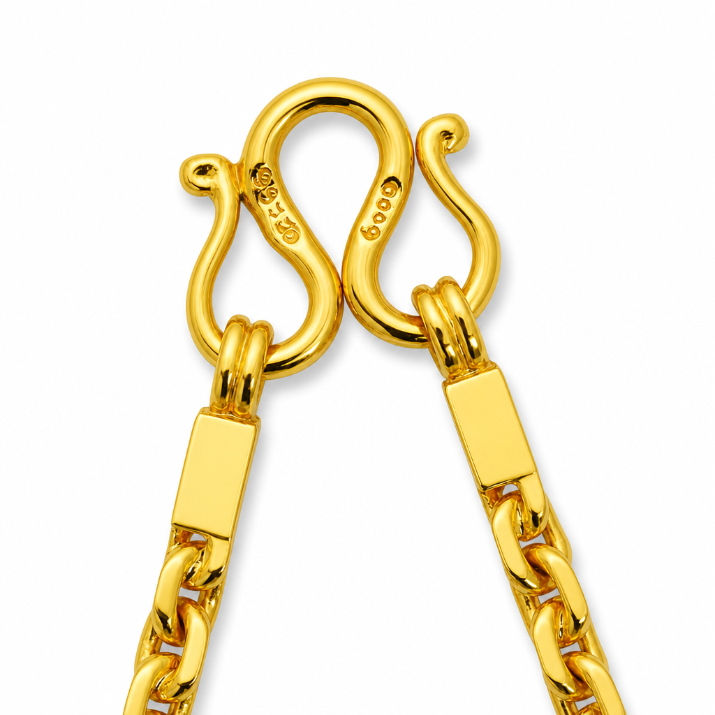 24K Gold Bar Link Chain 3mm 24in
