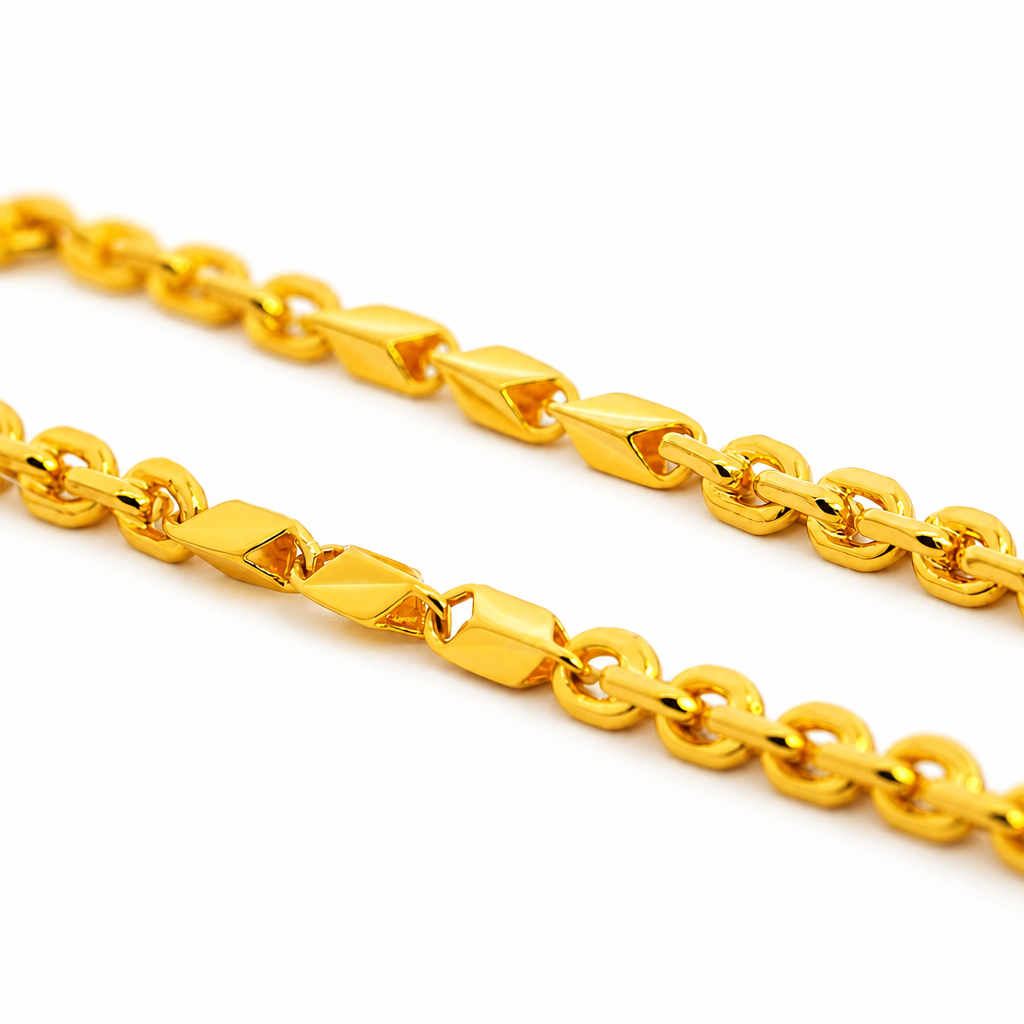 24K Gold Bar Link Chain 3mm 24in