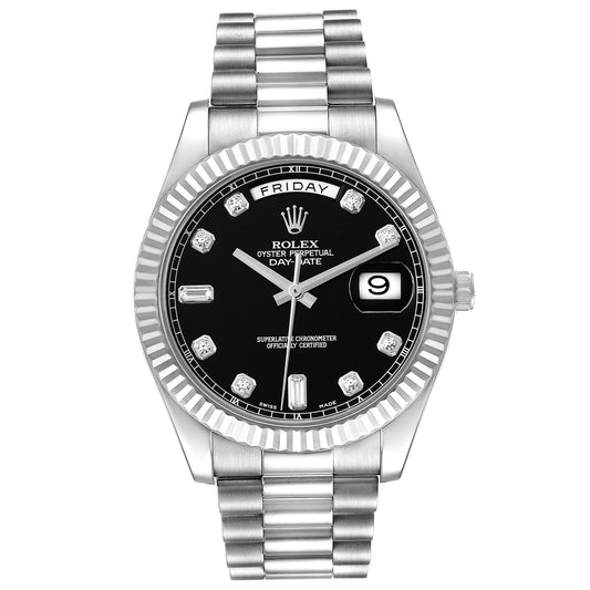 Rolex Day-Date Black Diamond Dial on President Ref. 218239 Card 2010