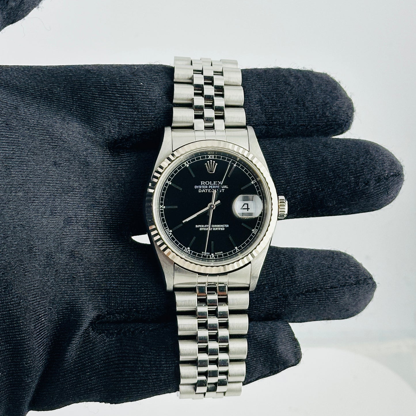 Rolex Datejust Black Dial on D Link Jubilee Bracelet Ref. 16234 2002 — view 2