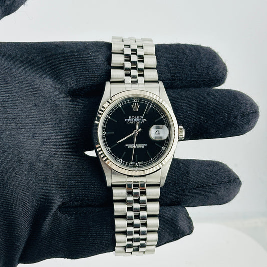 Rolex Datejust Black Dial on D Link Jubilee Bracelet Ref. 16234 2002 — view 2